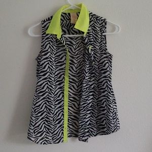 Zebra Print Button Down Tank Top